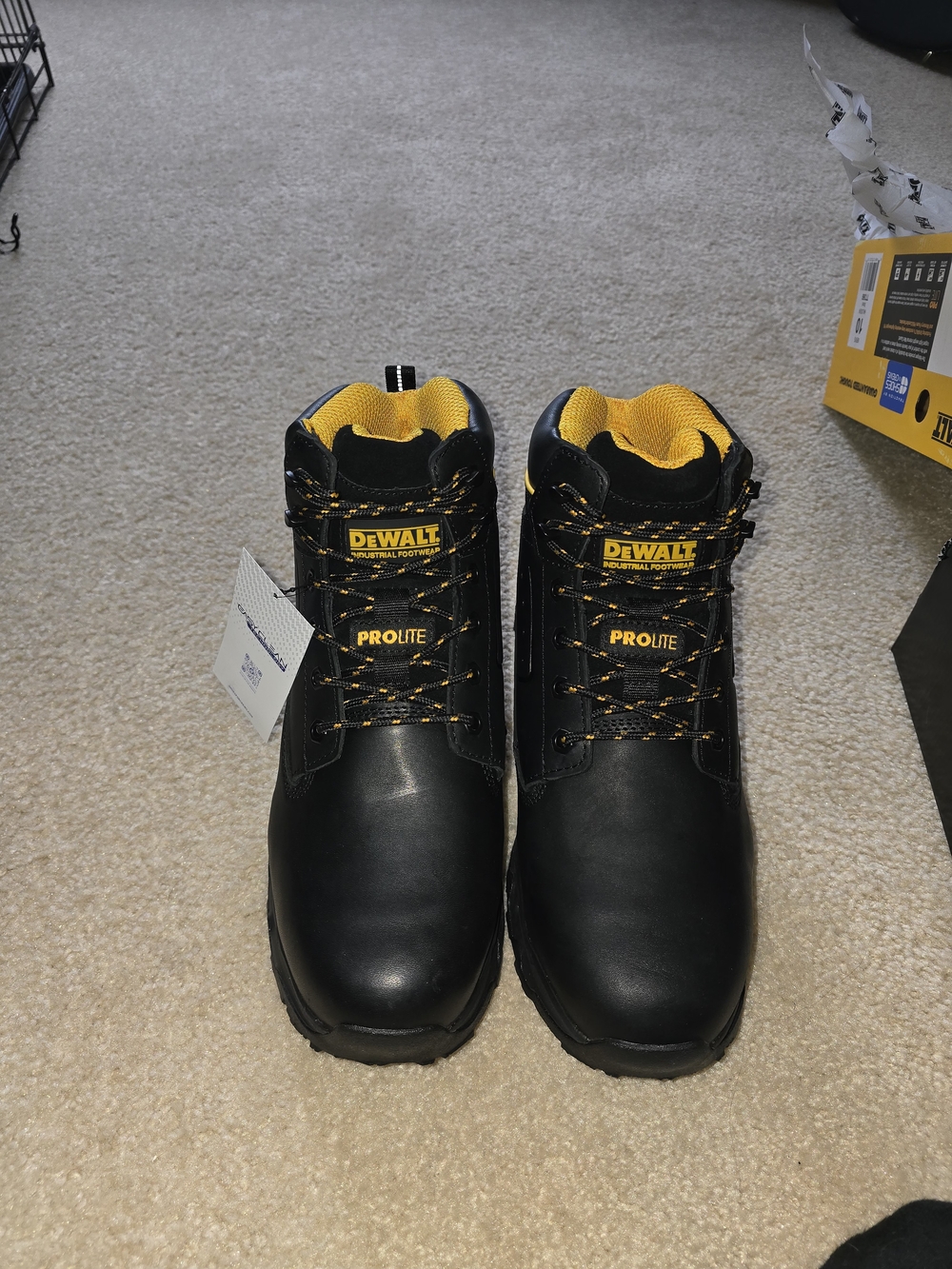 DeWalt ProLite Men's Black Work Boots with Yellow Lining
